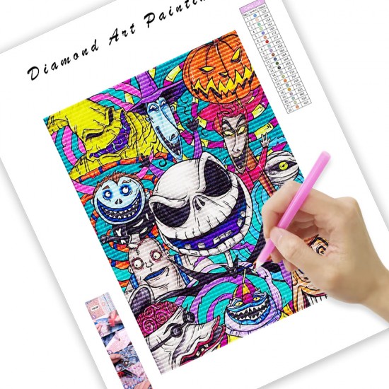 LAST DAY 80% OFF-Nightmare Before Halloween Round Full Drill Diamond Dots Paintings