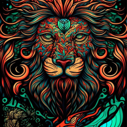 LAST DAY 80% OFF-Neon Lion on Dark