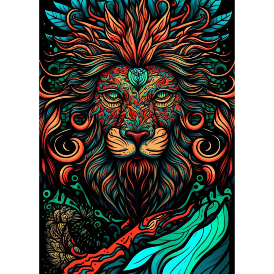 LAST DAY 80% OFF-Neon Lion on Dark