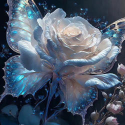 LAST DAY 80% OFF-White Flowers and Blue Butterflies