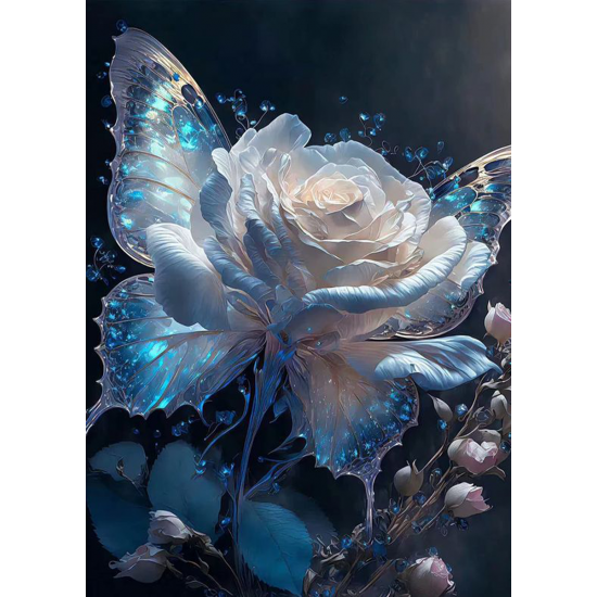 LAST DAY 80% OFF-White Flowers and Blue Butterflies