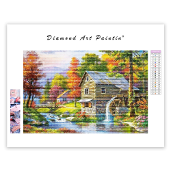 LAST DAY 80% OFF-Full Drill House Waterwheel Landscape